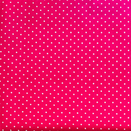 Tissu en coton ROSE à pois blancs de 2 mm, largeur 140 cm, tissu à pois