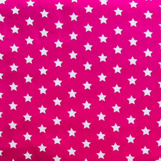 Baumwollstoff PINK mit WEISSEN STERNEN 10 mm, 140 cm breit, Sternchenstoff