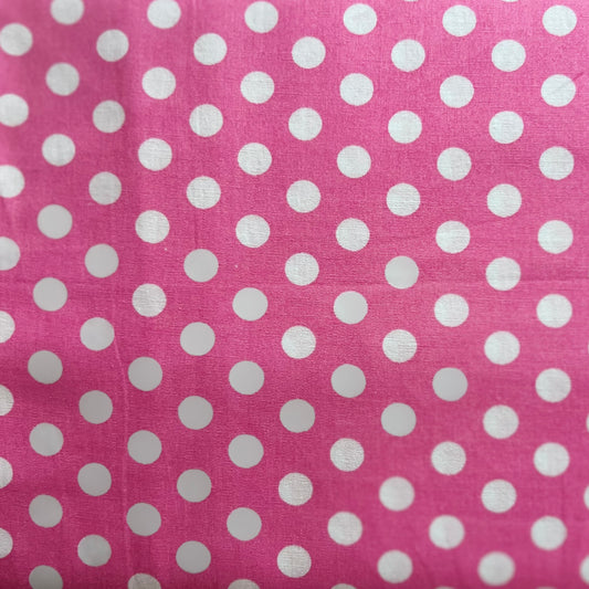 Tissu en coton ROSE à pois blancs de 7 mm, largeur 140 cm, tissu à pois