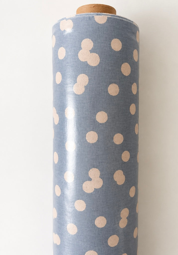 AU MAISON Wachstuch Bobbi Light Blue verspielte Punkte in Hellblau Offwhite, beschichtete Baumwolle