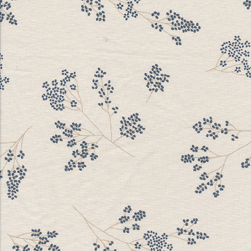Au Maison Wachstuch Alberte Midnight Blue, Blumen Sträucher, dunkelblau weiß, beschichtete Baumwolle