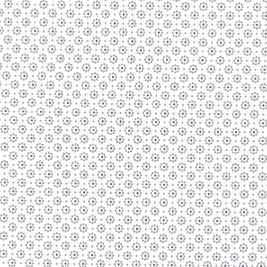 AU MAISON Wachstuch Belle Fleur Off White Dusty Blue Blumen Blümchen in Eierschalenweiß Taubenblau, beschichtete Baumwolle