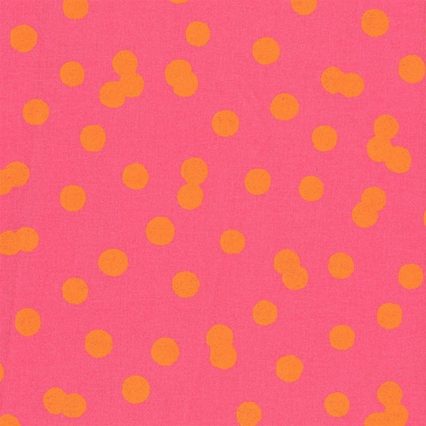 AU MAISON Wachstuch Bobbi Pink Orange verspielte Punkte, beschichtete Baumwolle
