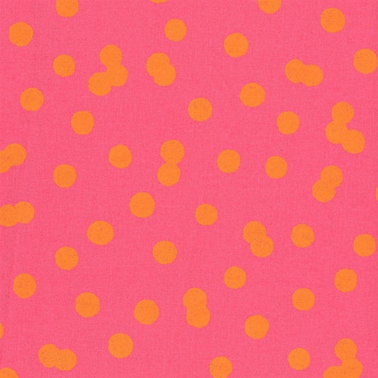 AU MAISON Wachstuch Bobbi Pink Orange verspielte Punkte, beschichtete Baumwolle