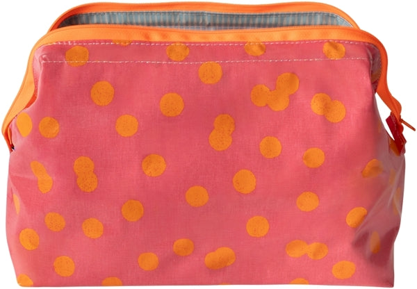 AU MAISON Wachstuch Bobbi Pink Orange verspielte Punkte, beschichtete Baumwolle