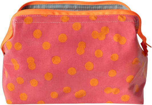 AU MAISON Wachstuch Bobbi Pink Orange verspielte Punkte, beschichtete Baumwolle