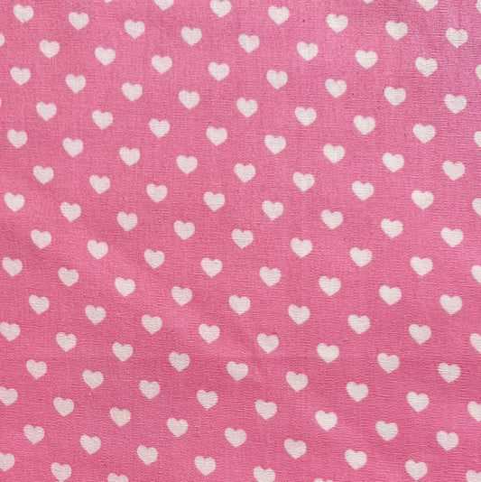 Baumwollstoff ROSA mit weißen 5 mm HERZEN, 140 cm breit, Herzenstoff