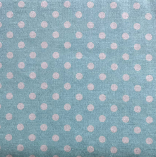 Tissu en coton MENTHE à POIS blancs de 7 mm, largeur 140 cm, tissu à pois
