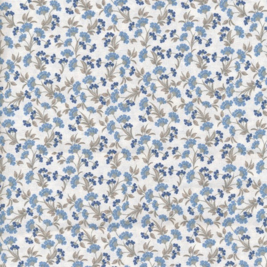 AU MAISON Wachstuch Fiona Blue Blumen blau hellblau kobaltblau, beschichtete Baumwolle