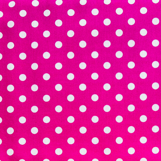 Tissu en coton ROSE à pois blancs de 7 mm, largeur 140 cm, tissu à pois
