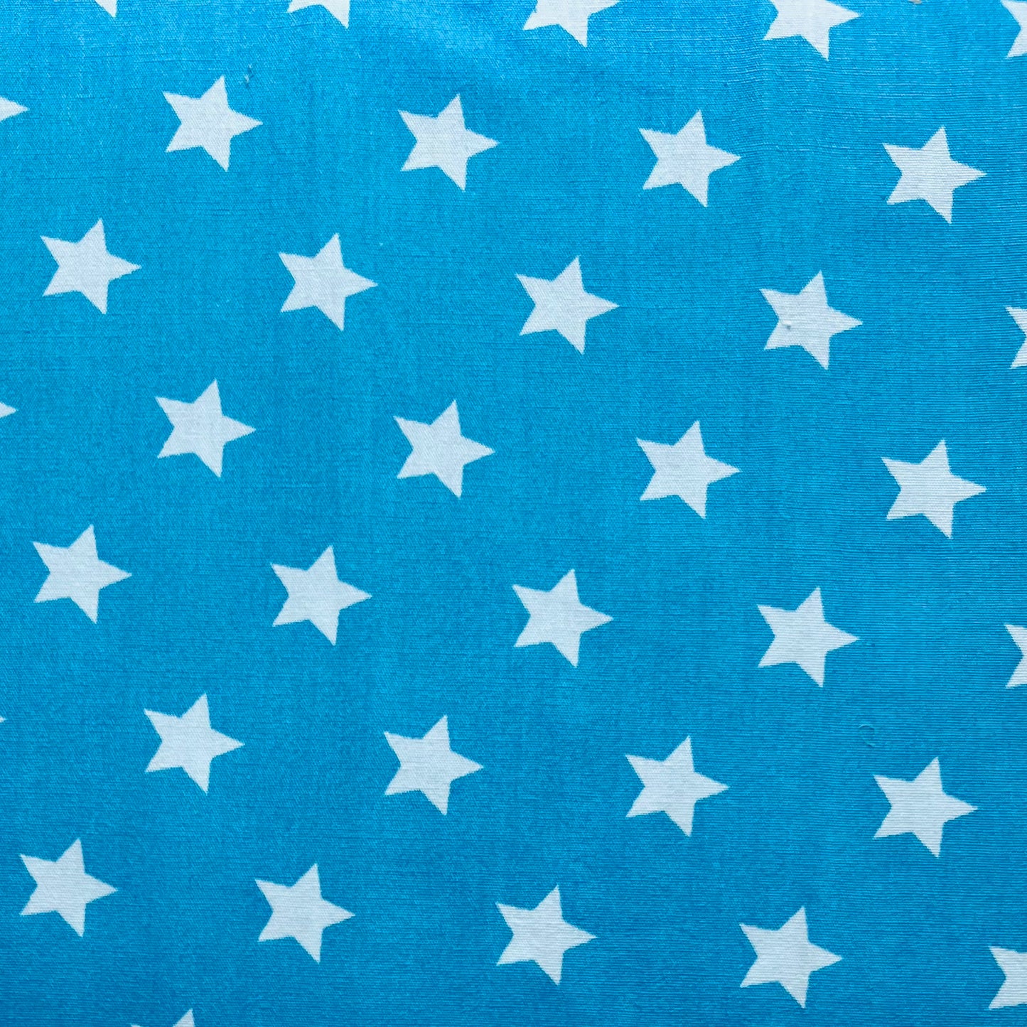 Tissu coton TURQUOISE avec ÉTOILES BLANCHES 15 mm, 140 cm de large, tissu étoiles