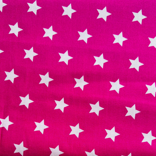 Baumwollstoff PINK mit WEISSEN STERNEN 15 mm, 140 cm breit, Sternenstoff