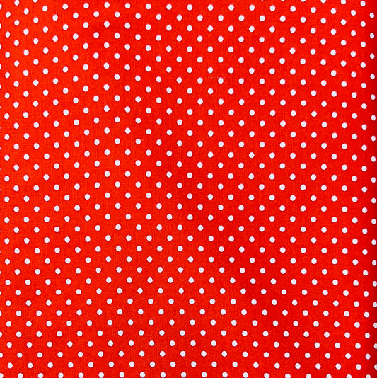 Tissu en coton ORANGE à pois blancs de 2 mm, largeur 140 cm, tissu à pois