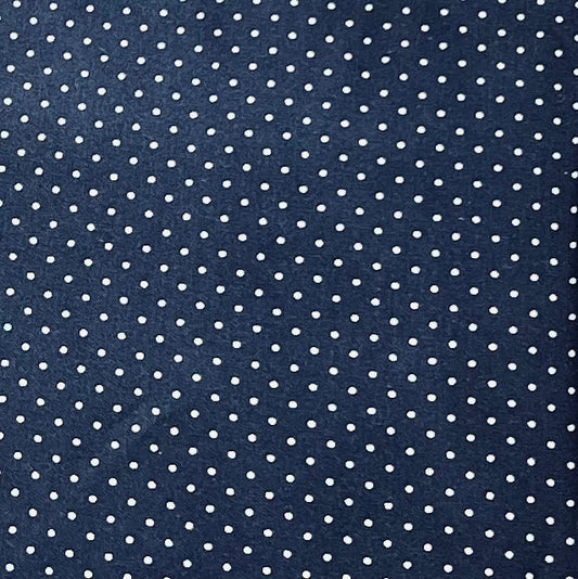 Tissu en coton BLEU FONCÉ à POIS blancs de 2 mm, largeur 140 cm, tissu à pois