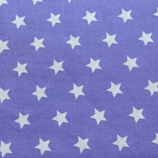 Tissu en coton LILAS avec ÉTOILES BLANCHES 15 mm, 140 cm de large, tissu étoiles