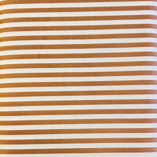 Tissu en coton BEIGE à RAYURES blanches de 5 mm, largeur 140 cm, tissu rayé