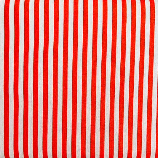 Tissu en coton ORANGE à RAYURES blanches de 5 mm, largeur 140 cm, tissu rayé