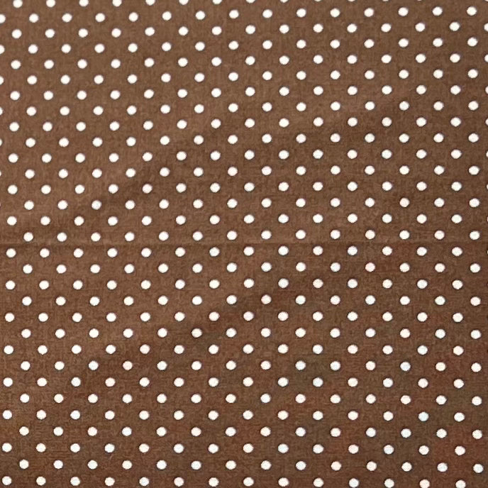 Tissu en coton MARRON à POIS blancs de 2 mm, largeur 140 cm, tissu à pois