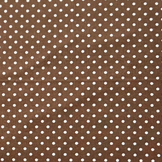 Tissu en coton MARRON à POIS blancs de 2 mm, largeur 140 cm, tissu à pois