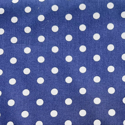 Tissu en coton BLEU à POIS blancs de 7 mm, largeur 140 cm, tissu à pois
