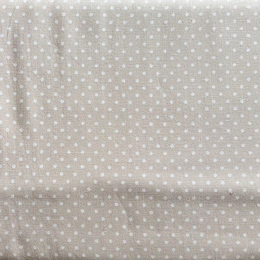 Tissu en coton BEIGE CLAIR à POIS blancs de 2 mm, largeur 140 cm, tissu à pois