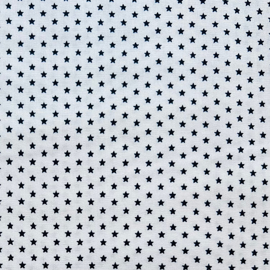 Tissu en coton BLANC avec ÉTOILES BLEU FONCÉ 2 mm, 140 cm de large, tissu étoiles