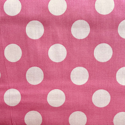Tissu en coton ROSE à pois blancs 20 mm MAXI DOTS, 140 cm de large, tissu à pois