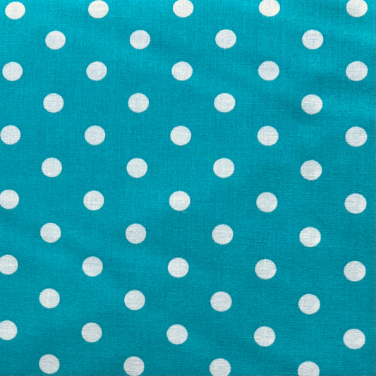 Tissu en coton MINTTÜRKIS à pois blancs de 7 mm, largeur 140 cm, tissu à pois