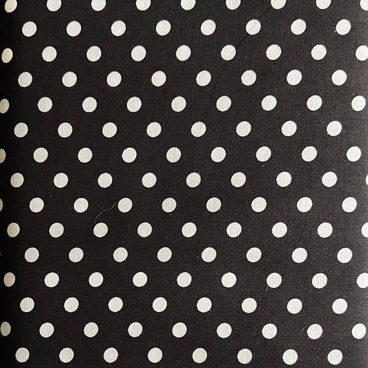 Tissu en coton NOIR à pois blancs de 7 mm, largeur 140 cm, tissu à pois