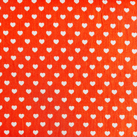 Baumwollstoff ORANGE mit weißen 5 mm HERZEN, 140 cm breit, Herzenstoff