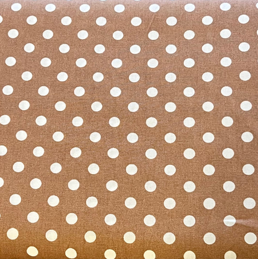 Tissu en coton BEIGE à POIS blancs de 7 mm, largeur 140 cm, tissu à pois