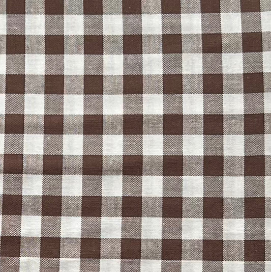 Baumwollstoff BRAUN mit weißen 10 mm KAROS, 140 cm breit, Vichy Karo Karostoff Kariert