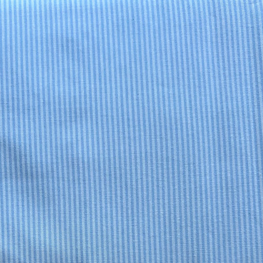 Baumwollstoff HELLBLAU mit weißen 1 mm STREIFEN, 140 cm breit, Streifenstoff