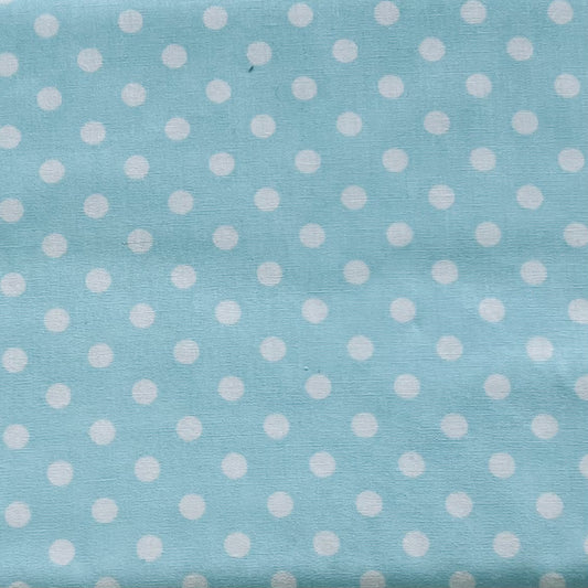 Tissu en coton TURQUOISE à POIS blancs de 7 mm, largeur 140 cm, tissu à pois