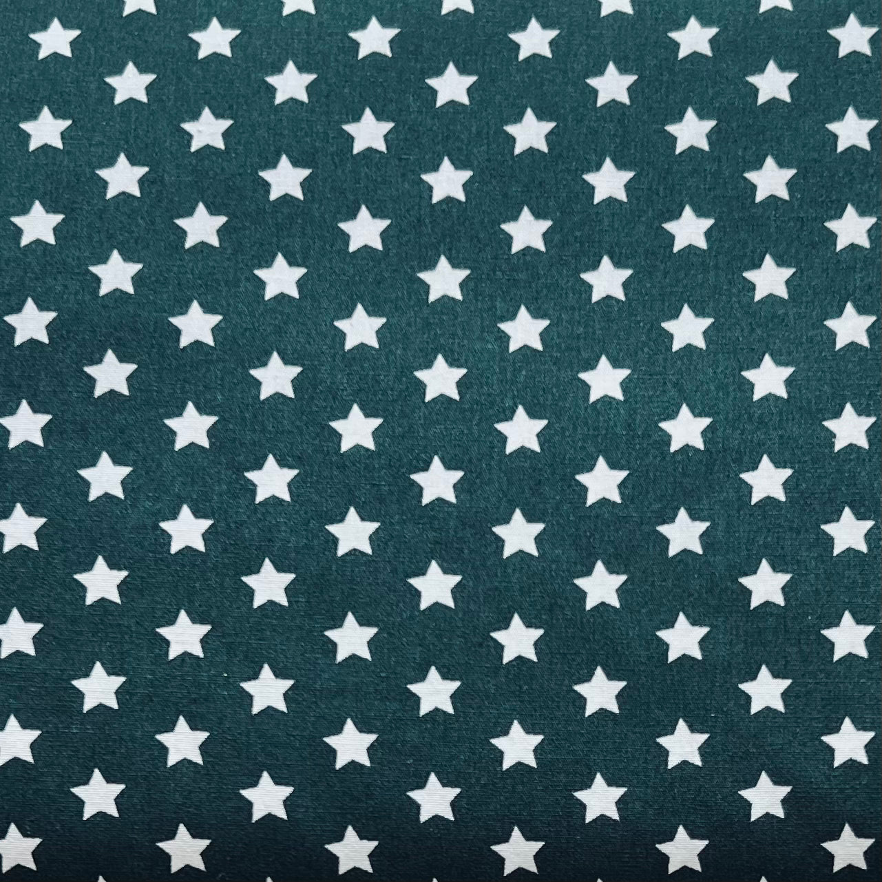 Tissu en coton VERT FONCÉ avec ÉTOILES BLANCHES 10 mm, 140 cm de large, tissu étoiles