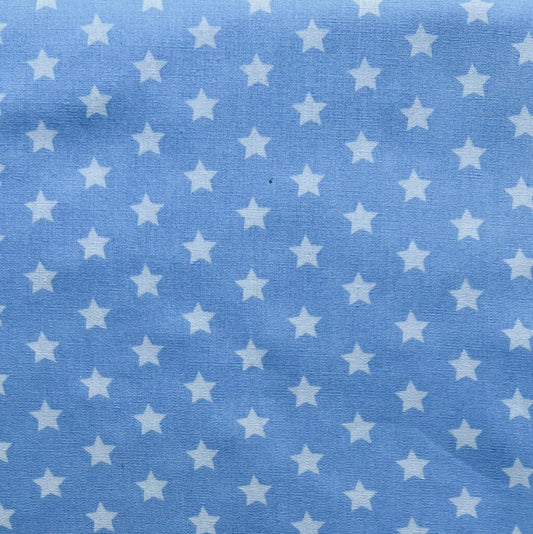 Baumwollstoff HELLBLAU mit WEISSEN STERNEN 10 mm, 140 cm breit, Sternchenstoff