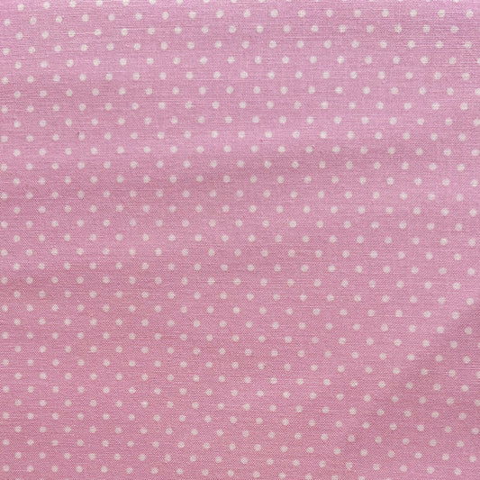 Tissu en coton ROSE CLAIR à POIS blancs de 2 mm, largeur 140 cm, tissu à pois