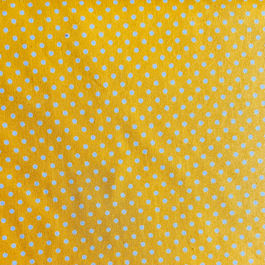 Tissu en coton JAUNE à pois blancs de 2 mm, largeur 140 cm, tissu à pois