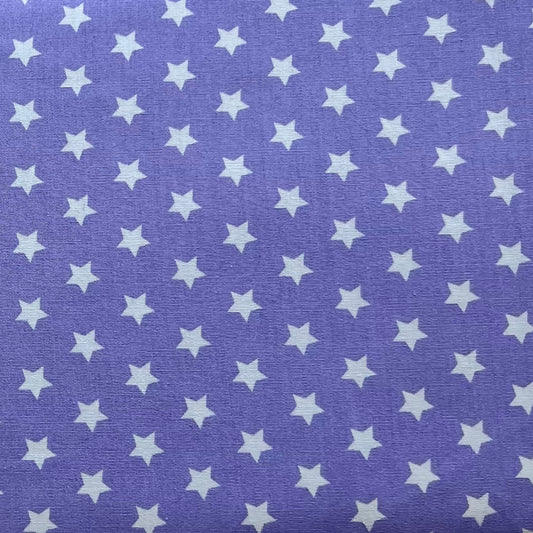 Tissu en coton LILAS avec ÉTOILES BLANCHES 10 mm, 140 cm de large, tissu étoiles