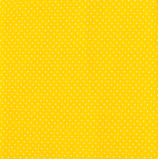 Tissu en coton JAUNE CITRON à POIS blancs de 1 mm, largeur 140 cm, tissu à pois