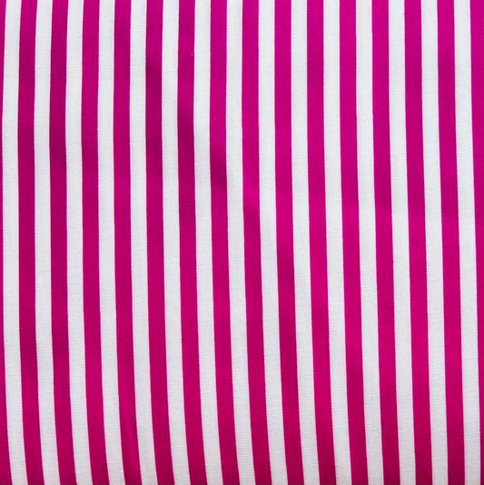 Baumwollstoff PINK mit weißen 5 mm STREIFEN, 140 cm breit, Streifenstoff
