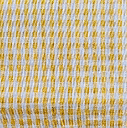 Baumwollstoff GELB mit weißen 5 mm KAROS, 140 cm breit, Vichy Karo Karostoff Kariert