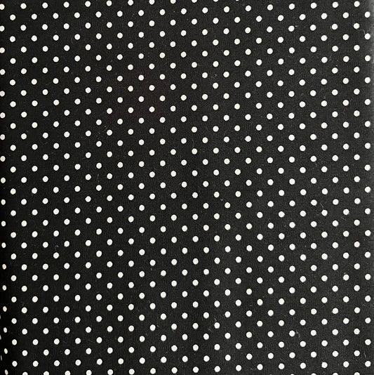 Tissu en coton NOIR à pois blancs de 2 mm, largeur 140 cm, tissu à pois