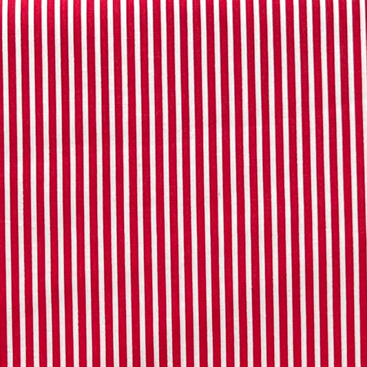 Tissu en coton ROUGE à RAYURES blanches de 3 mm, largeur 140 cm, tissu rayé