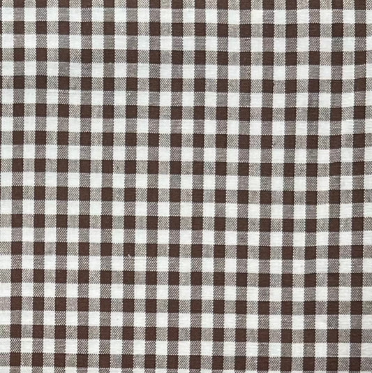 Baumwollstoff BRAUN mit weißen 5 mm KAROS, 140 cm breit, Vichy Karo Karostoff Kariert