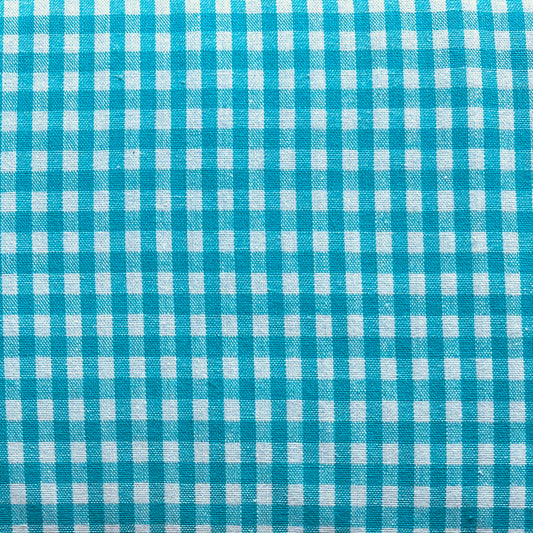 Baumwollstoff TÜRKIS mit weißen KAROS 5 mm, 140 cm breit, Vichy Karo Karostoff Kariert