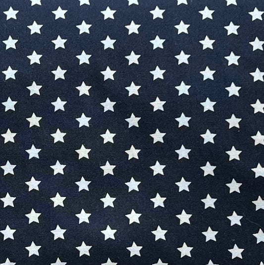 Tissu en coton BLEU FONCÉ avec ÉTOILES BLANCHES 10 mm, 140 cm de large, tissu étoiles