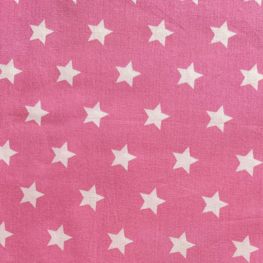 Baumwollstoff ROSA mit WEISSEN STERNEN 15 mm, 140 cm breit, Sternenstoff