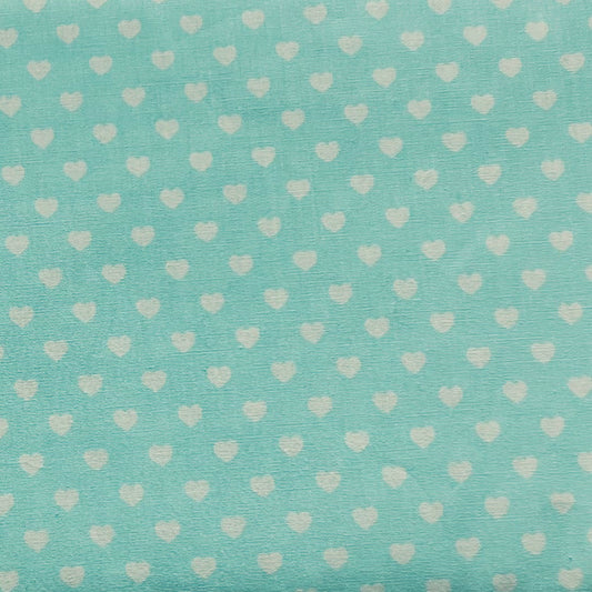 Baumwollstoff MINT mit weißen 5 mm HERZEN, 140 cm breit, Herzenstoff