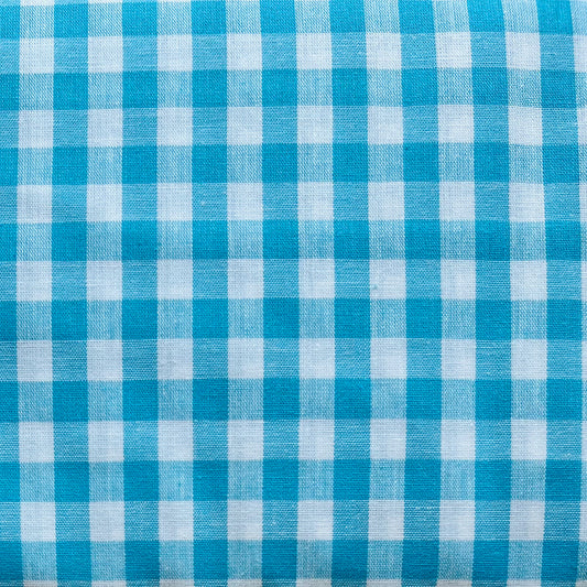 Baumwollstoff TÜRKIS mit weißen KAROS 10 mm, 140 cm breit, Vichy Karo Karostoff Kariert